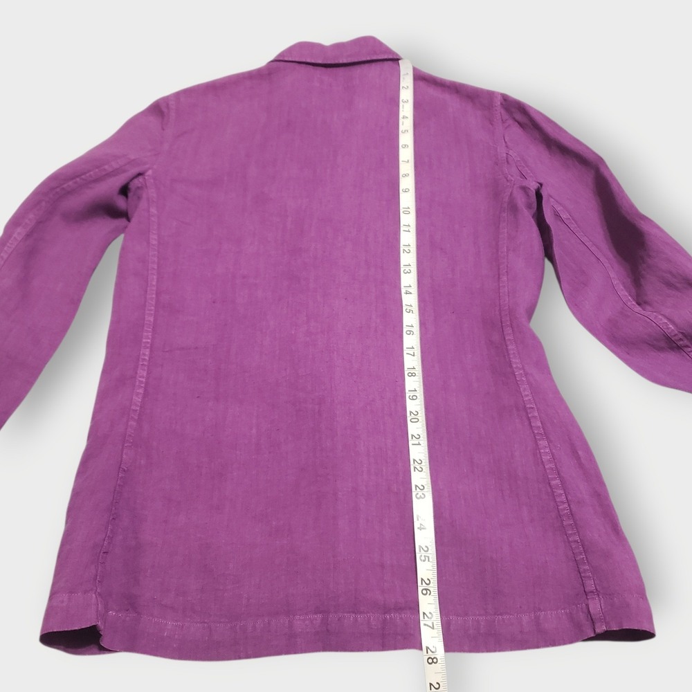 SOLDEtro Milano Purple 100% Linen Button Up Shirt Jacket Shacket Wns Sz 40 (S/4) - Picture 11 of 11